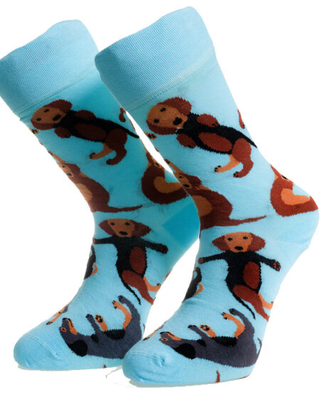 Blue Socks With Printed Dogs-European Made – Egyptian Cotton Socks – Premium Cotton Fun socks with Soft Elastic