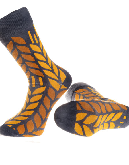 Yellow Leafs Printed-European Made – Egyptian Cotton Socks – Premium Cotton Fun socks with Soft Elastic