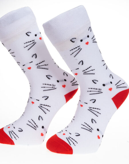 White Printed-European Made – Egyptian Cotton Socks – Premium Cotton Fun socks with Soft Elastic