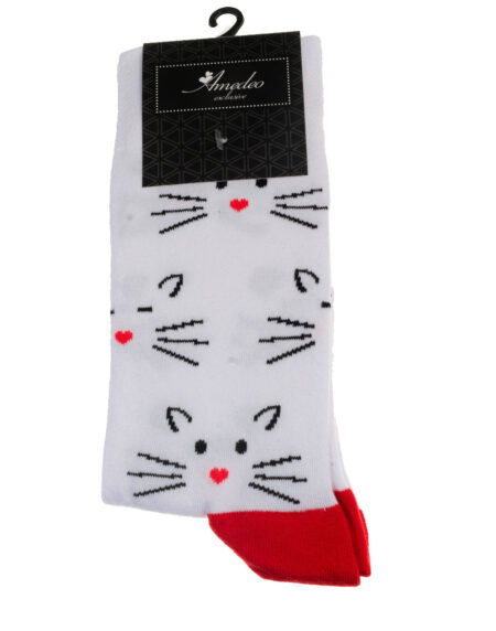 White Printed-European Made – Egyptian Cotton Socks – Premium Cotton Fun socks with Soft Elastic
