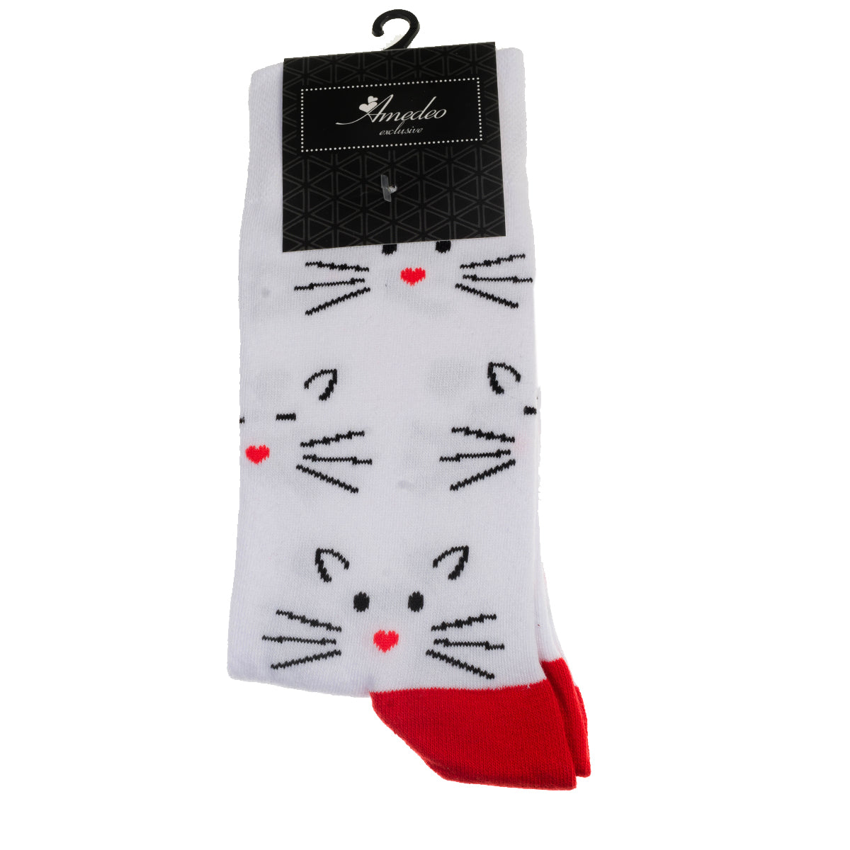 White Printed-European Made - Egyptian Cotton Socks - Premium Cotton Fun socks with Soft Elastic - Image 3