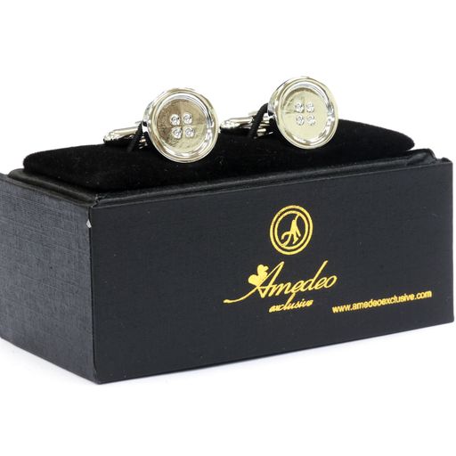 Silver Mens Stainless Steel Buttons Cufflinks for Shirt with Box - Hand Crafted Perfect Gift - Image 2
