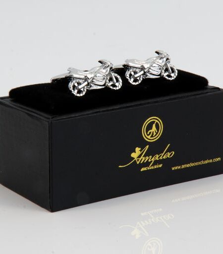 Silver Mens Stainless Steel Motorbikes Cufflinks for Shirt with Box – Hand Crafted Perfect Gift