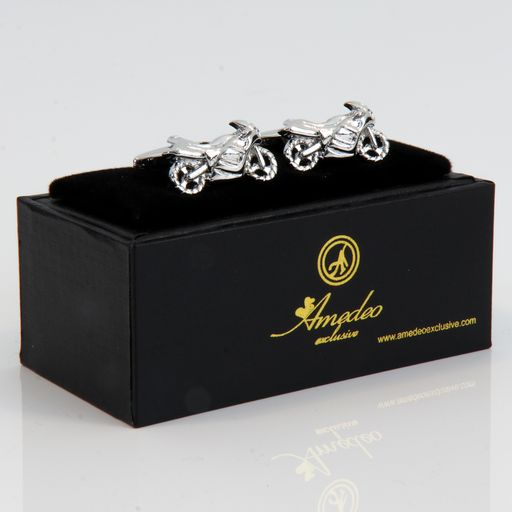 Silver Mens Stainless Steel Motorbikes Cufflinks for Shirt with Box - Hand Crafted Perfect Gift - Image 2