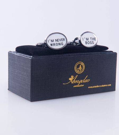 Silver Mens Stainless Steel Im The Boss Cufflinks for Shirt with Box – Hand Crafted Perfect Gift