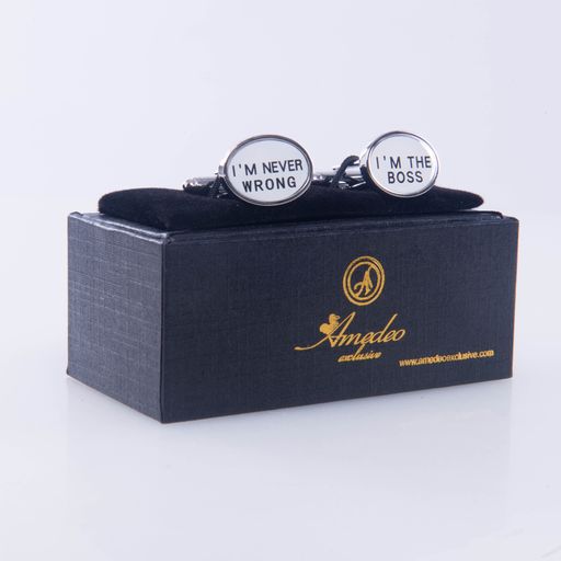 Silver Mens Stainless Steel Im The Boss Cufflinks for Shirt with Box - Hand Crafted Perfect Gift - Image 2