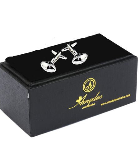 Black & Silver Mens Stainless Steel Football Cufflinks for Shirt with Box – Hand Crafted Perfect Gift