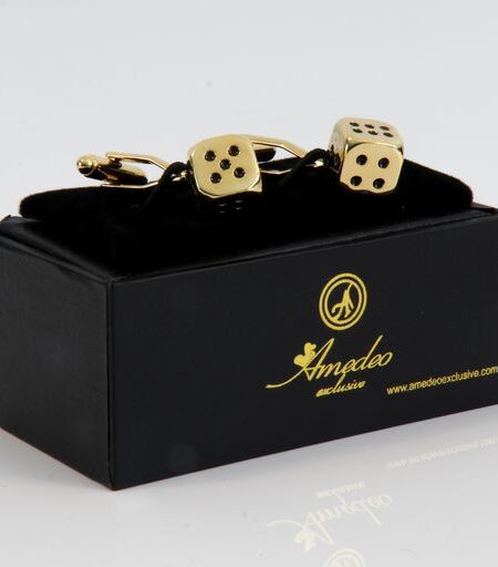 Gold Mens Stainless Steel Dice Cufflinks for Shirt with Box – Hand Crafted Perfect Gift