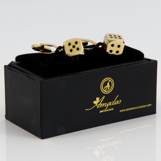 Gold Mens Stainless Steel Dice Cufflinks for Shirt with Box - Hand Crafted Perfect Gift - Image 2
