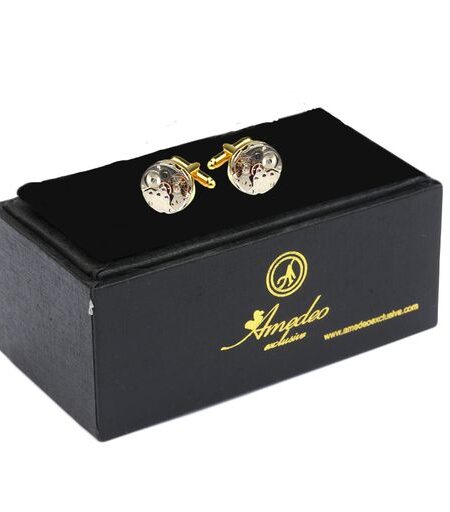 Silver & Gold Mens Stainless Steel Functioning Movement Cufflinks for Shirt with Box – Hand Crafted Perfect Gift