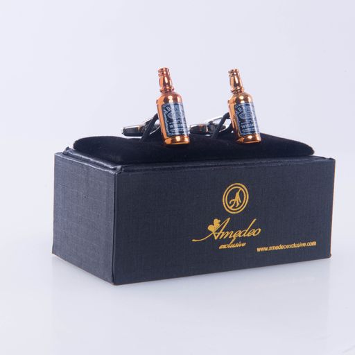 Gold Mens Stainless Steel Whiskey Cufflinks for Shirt with Box - Hand Crafted Perfect Gift - Image 2