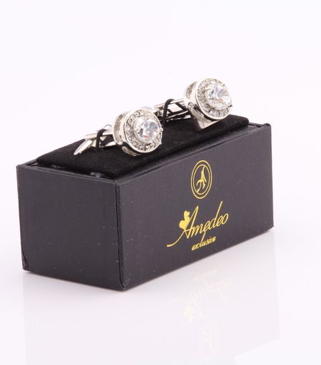 White Big Stone Mens Stainless Steel Round Cufflinks for Shirt with Box – Hand Crafted Perfect Gift