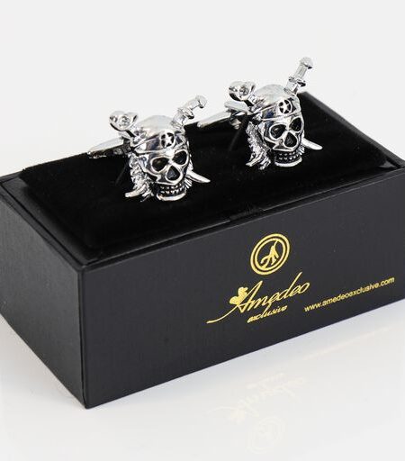 Silver Mens Stainless Steel Pirates Cufflinks for Shirt with Box – Hand Crafted Perfect Gift