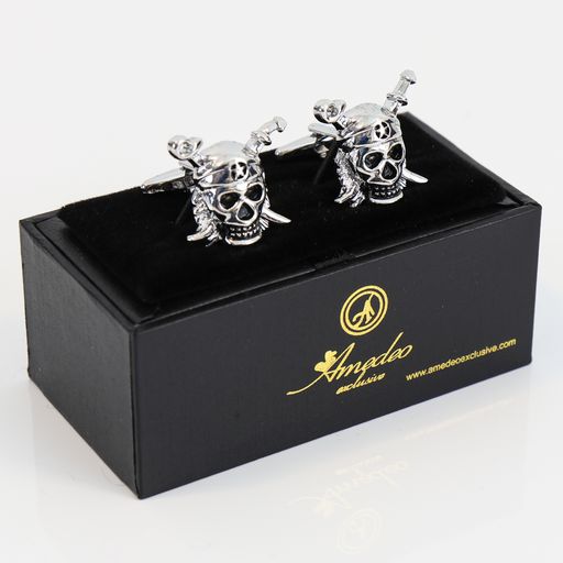Silver Mens Stainless Steel Pirates Cufflinks for Shirt with Box - Hand Crafted Perfect Gift - Image 2