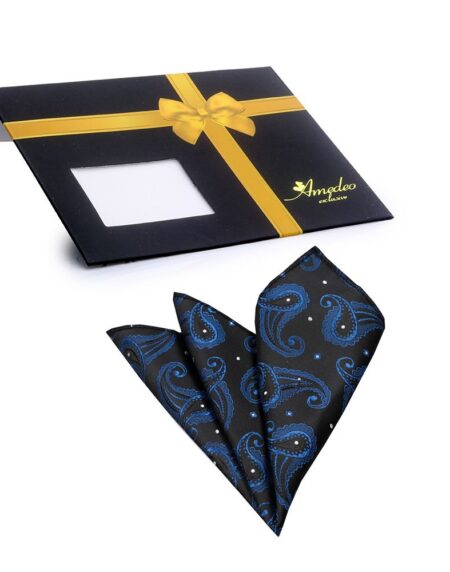Black and Blue pocket square | Mens Silk Handkerchief 