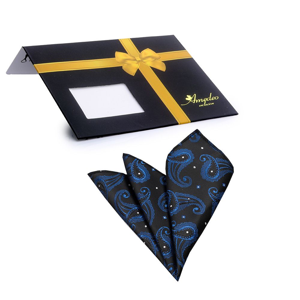 Black and Blue pocket square | Mens Silk Handkerchief