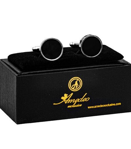 Silver Black Circles Mens Stainless Steel Square Cufflinks for Shirt with Box – Hand Crafted Perfect Gift
