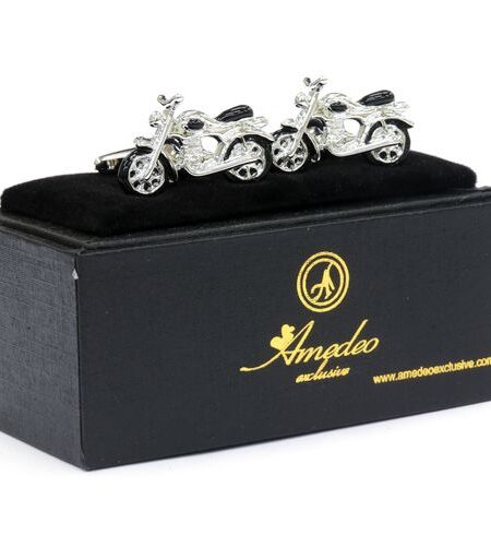 Silver and Black Mens Stainless Steel Motorbikes Cufflinks for Shirt with Box – Hand Crafted Perfect