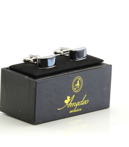 Black Oynx Mens Stainless Steel Rectangles Cufflinks for Shirt with Box – Hand Crafted Perfect Gift