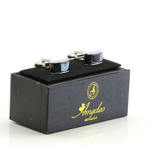Black Oynx Mens Stainless Steel Rectangles Cufflinks for Shirt with Box - Hand Crafted Perfect Gift - Image 2