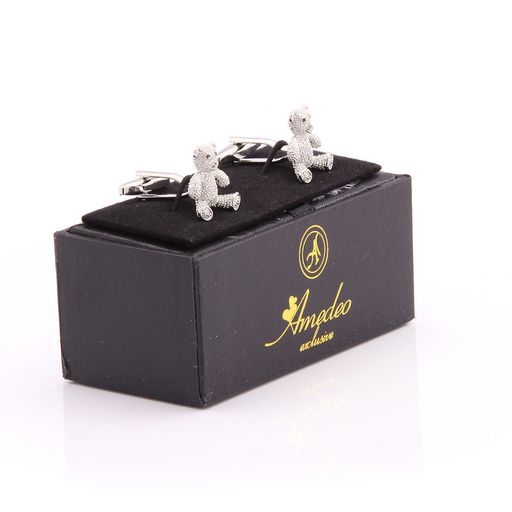Silver Mens Stainless Steel Bears Cufflinks for Shirt with Box - Hand Crafted Perfect Gift - Image 2
