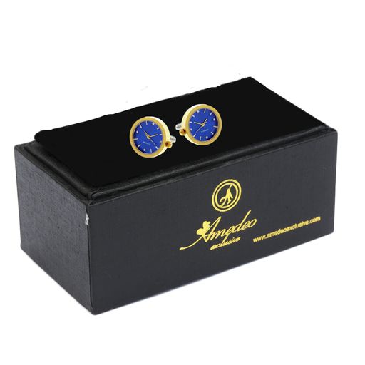 Functioning Clocks Mens Stainless Steel Round Cufflinks for Shirt with Box - Hand Crafted Perfect - Image 2