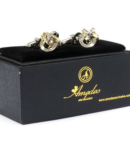 Gold & Black Mens Stainless Steel Knots Cufflinks for Shirt with Box – Hand Crafted Perfect Gift