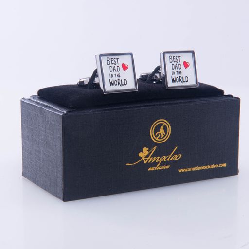 Best Dad Mens Stainless Steel Square Cufflinks for Shirt with Box - Hand Crafted Perfect Gift - Image 2