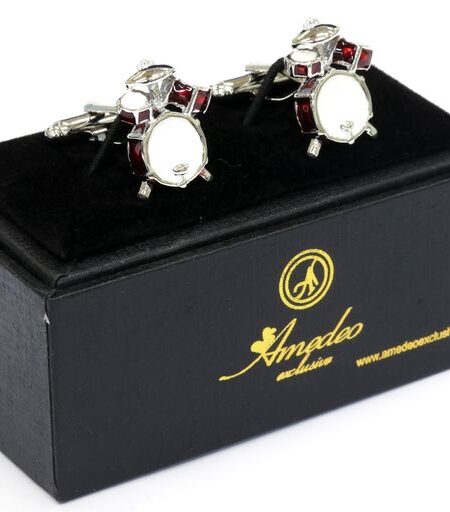 Silver Mens Stainless Steel Drum Sets Cufflinks for Shirt with Box – Hand Crafted Perfect Gift
