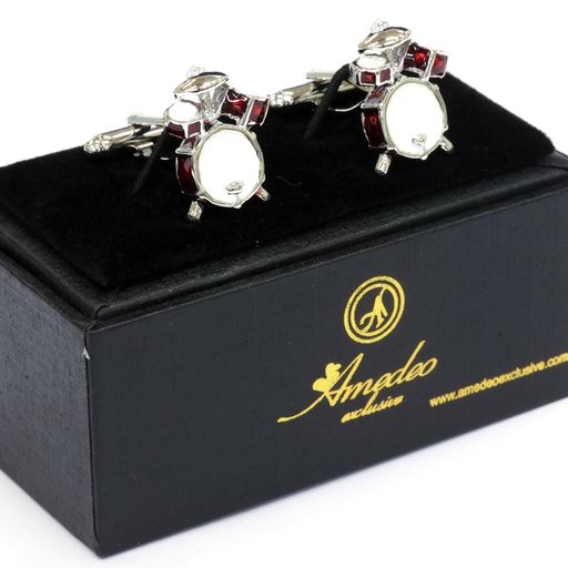 Silver Mens Stainless Steel Drum Sets Cufflinks for Shirt with Box - Hand Crafted Perfect Gift - Image 3