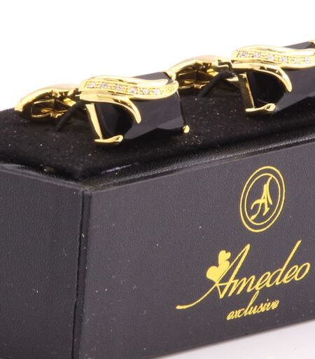 Gold & Black Mens Stainless Steel Square Cufflinks for Shirt with Box – Hand Crafted Perfect Gift