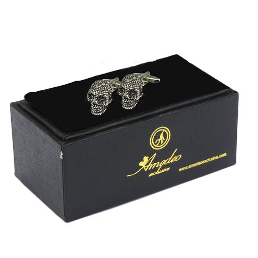 Silver Mens Stainless Steel Skulls Cufflinks for Shirt with Box - Hand Crafted Perfect Gift - Image 2