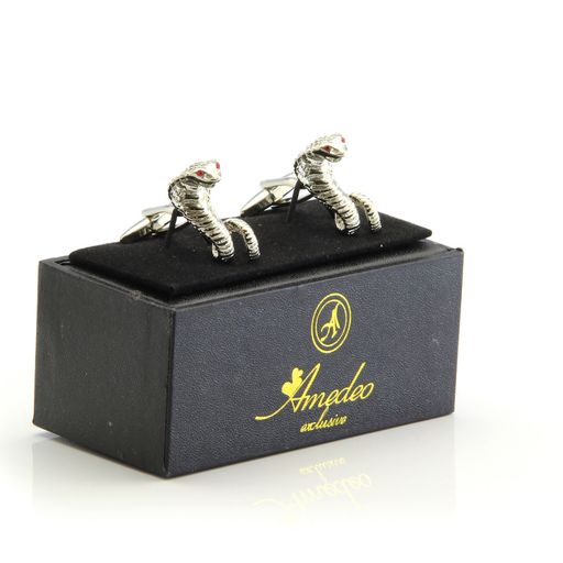 Silver Mens Stainless Steel Snakes Cufflinks for Shirt with Box - Hand Crafted Perfect Gift - Image 2
