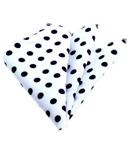 White Black Polka Dots Mens Pocket Square – Premium Silk Handkerchiefs for Suits