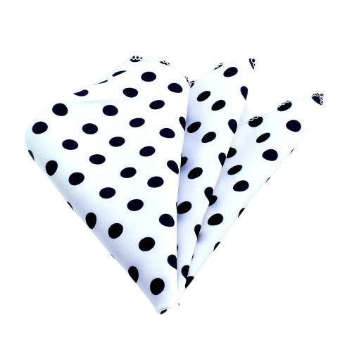 White Black Polka Dots Mens Pocket Square – Premium Silk Handkerchiefs for Suits