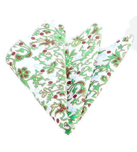 Salmon & Blue Paisley Flowers Mens Pocket Square – Premium Silk Handkerchiefs for Suits