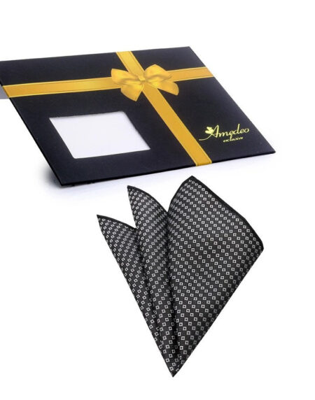 Pocket Grey White Squares Hanky Handkerchief-Amedeo Exclusive - Amedeo Exclusive