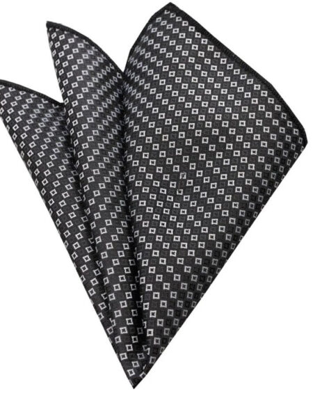Pocket Grey White Squares Hanky Handkerchief-Amedeo Exclusive - Amedeo Exclusive