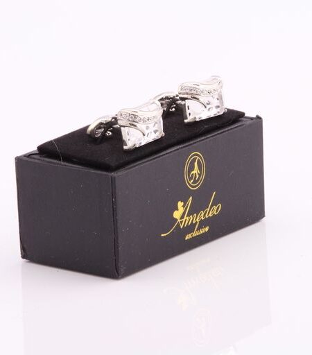 Silver + White Mens Stainless Steel Square Cufflinks for Shirt with Box – Hand Crafted Perfect Gift
