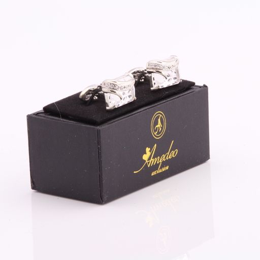 Silver + White Mens Stainless Steel Square Cufflinks for Shirt with Box - Hand Crafted Perfect Gift - Image 2