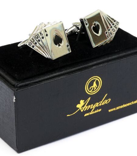 Men’s Stainless Steel Cards Cufflinks with Box