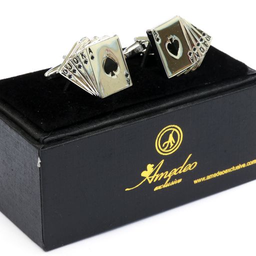 Men's Stainless Steel Cards Cufflinks with Box - Image 2