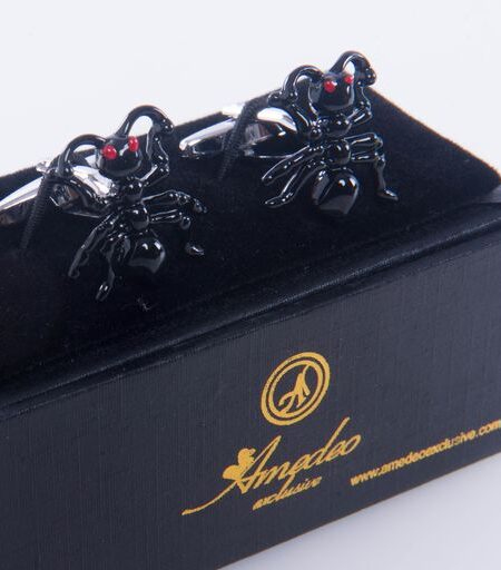 Black Mens Stainless Steel Bug Cufflinks for Shirt with Box – Hand Crafted Perfect Gift