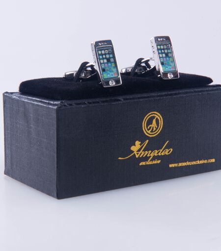 Silver Mens Stainless Steel Cell Phone Cufflinks for Shirt with Box – Hand Crafted Perfect Gift