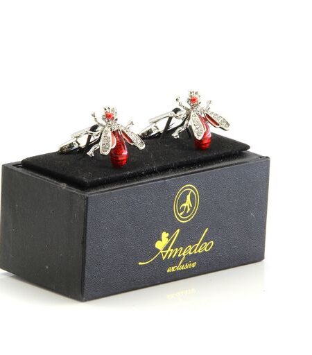 Red Diamond Mens Stainless Steel Flies Cufflinks for Shirt with Box – Hand Crafted Perfect Gift