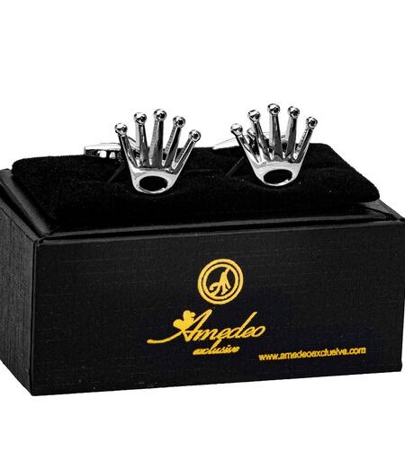 Silver Crowns Mens Stainless Steel Square Cufflinks for Shirt with Box – Hand Crafted Perfect Gift