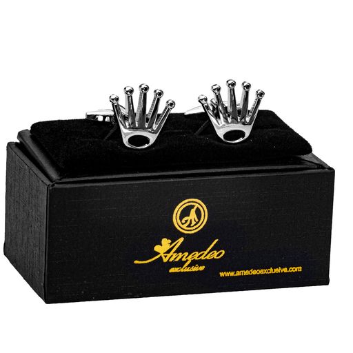 Silver Crowns Mens Stainless Steel Square Cufflinks for Shirt with Box - Hand Crafted Perfect Gift - Image 2