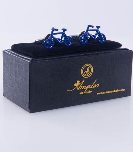 Blue Mens Stainless Steel Bikes Cufflinks for Shirt with Box – Hand Crafted Perfect Gift