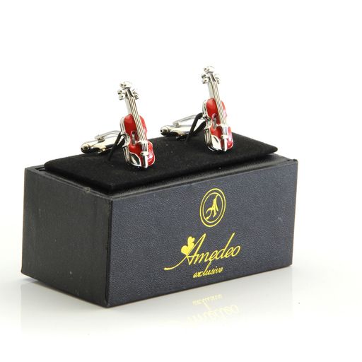 Red Mens Stainless Steel Guitars Cufflinks for Shirt with Box - Hand Crafted Perfect Gift - Image 2