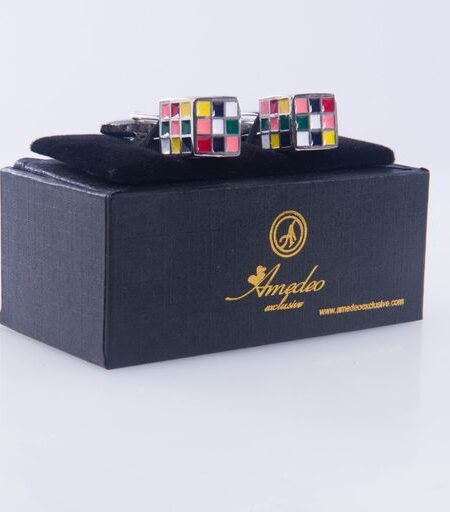 Colorful Mens Stainless Steel Cube Cufflinks for Shirt with Box – Hand Crafted Perfect Gift
